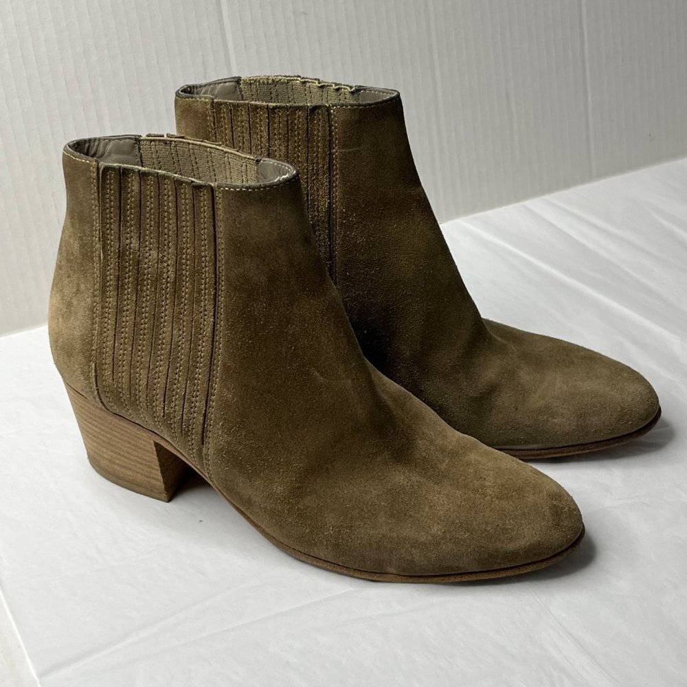 Vince Haider Suede Ankle Boots in Flint Pull On Block Heel Almond Toe Suede Sz 6